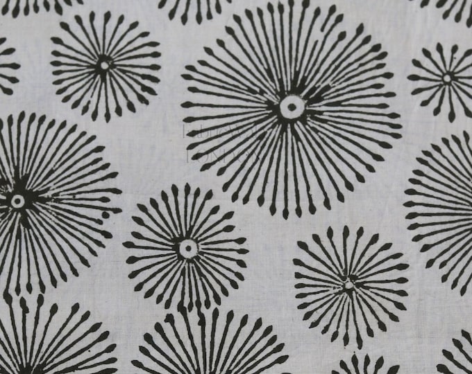 Block Print 100% cotton kalamkari Fabric Dark grey FAB252