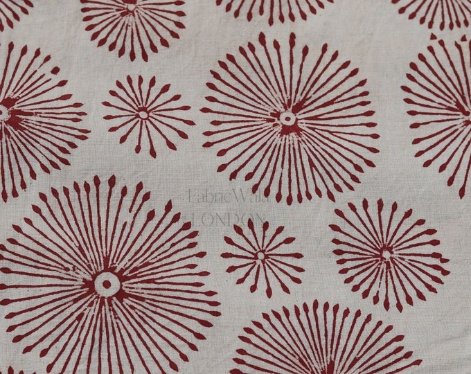 Block Print 100% cotton Fabric red  FAB252