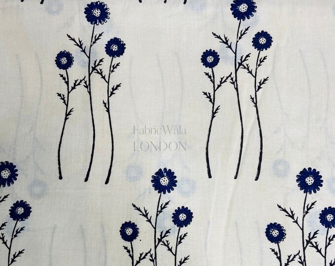 Jaipur Block Print 100% Cotton Fabric Indian Fabric Block Printed Cotton Womens Clothing Boho Fabric Hand Dyed Fabric Print FAB153
