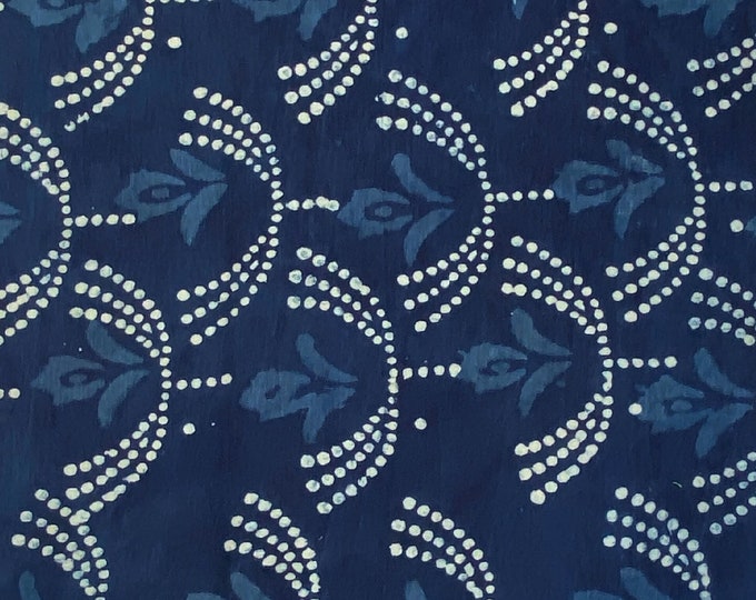 Indigo  Indian Block Print 100% Cotton Fabric Music Festival Dress Indigo scarf Fabric Floral Pattern Indigo Cotton Trouser Print FAB452