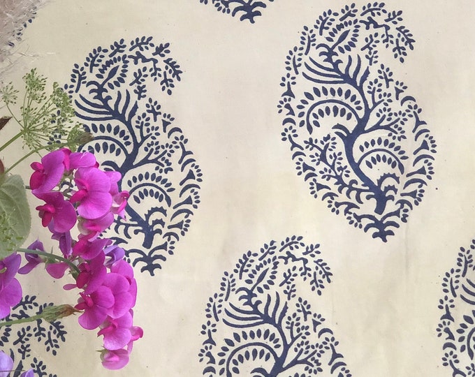Indian Hand Block Print/100% Cotton Fabric/Jaisalmer Rajasthan Fabric/Summer Dress Woman Cloth Fabric/Eco Friendly/Pillow Cover FAB255