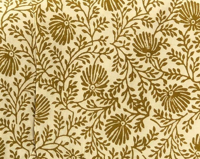 Block Print 100% cotton Fabric William Morris in Mustard colour Print, floral design fabric FAB247