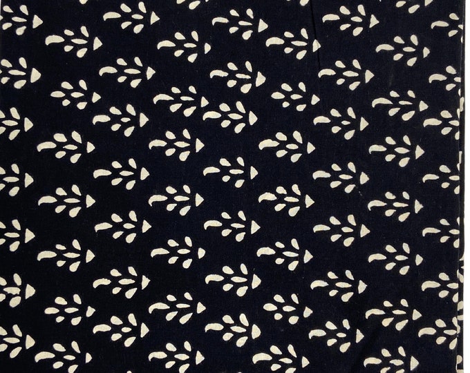 Black-White  Hand Block Printed 100% cotton Fabric Geometric  fabric summer dress fabric floral print fabric FAB046