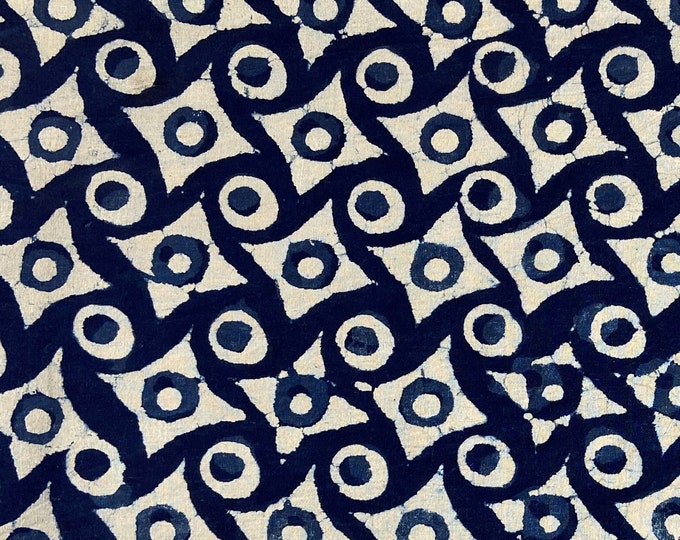 Indigo/Dabu/Blue block printS fabric Hand Printed Indian Fabric Natural Vegetable Dye Tablecloth Sewing Fabric, fab-347