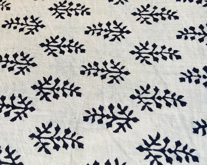 Black and White Natural Dye Block Print Cotton Indian Hand Block 100% Cotton  Women Dress Fabric Cloth By Meter Fab019