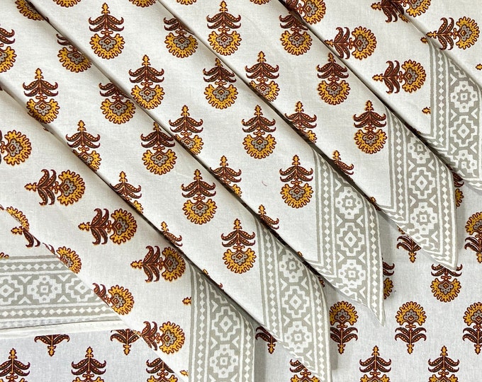 6 Seater Rectangular Indian Block Print Cotton Tablecloth with Square Napkin set, Dinning Table Cover,150CM X 225CM