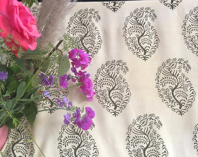 Indian Hand Block Print Fabric/100% Cotton Fabric/Natural Vegetable Dye Soft Cotton/Fabric For Curtains/Quilt Fabric/Kimono Fabric FAB255