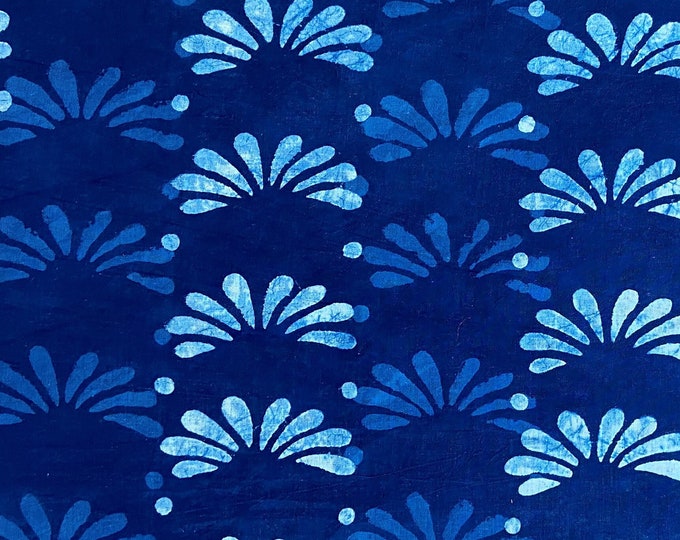 Indigo/Dabu/Blue block print fabric Hand Printed Indian Fabric Natural Vegetable Dye Tablecloth Sewing Fabric, fab-343