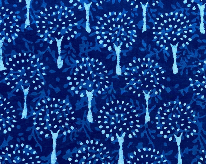 Indigo/Dabu/Blue block print fabric Hand Printed Indian Fabric Natural Vegetable Dye Tablecloth Sewing Fabric, fab-353