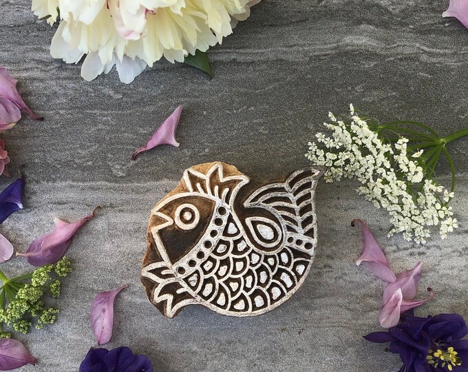 Fish Pattern Old Vintage Wooden Block printing block stamp for printing, Hand Carved wood Ethically Sourced 6.5 x 5 cm approx Fabricwala
