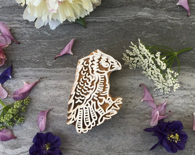 Owl Pattern Old Vintage Wooden Block printing block stamp for printing, Hand Carved wood Ethically Sourced 6.5 x 4.1 cm approx Fabricwala