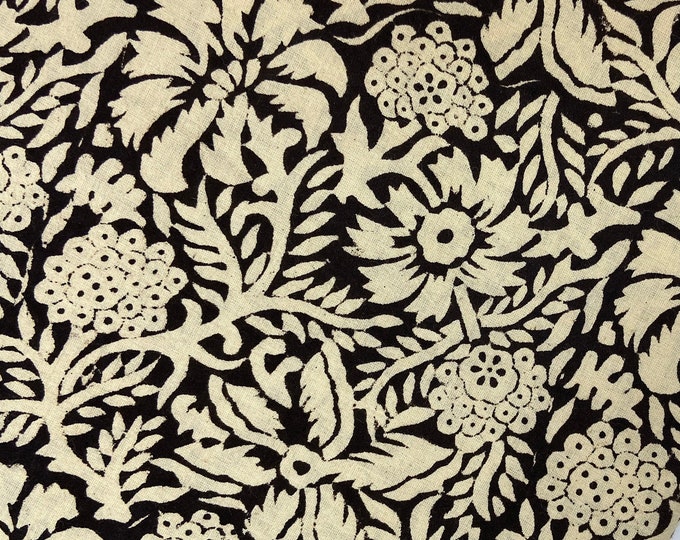 Black/White print cotton block printed Natural Dye Block Print Cotton Indian Hand Block 100% Cotton  Women Dress Fabric Fab021