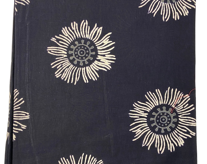 Beautiful Black and White  Hand Block Printed Fabric, Cotton Fabric, fabric by the yard, Block Printed Cotton women's clothing  Fab501