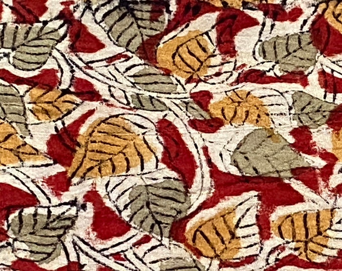 Block Print 100% cotton kalamkari Fabric FAB174 Maple Leaves Smallmusic festival dress