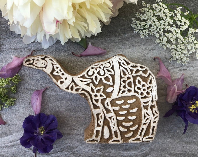 Camel Pattern Old Vintage Wooden Block printing block stamp for printing, Hand Carved wood Ethically Sourced 8.5x6 cm approx Fabricwala