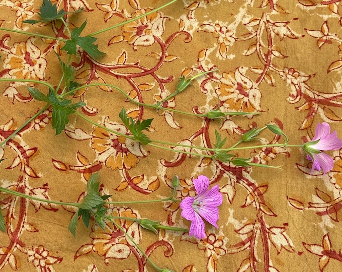 Block Print 100% cotton kalamkari Fabric wine flowers FAB446