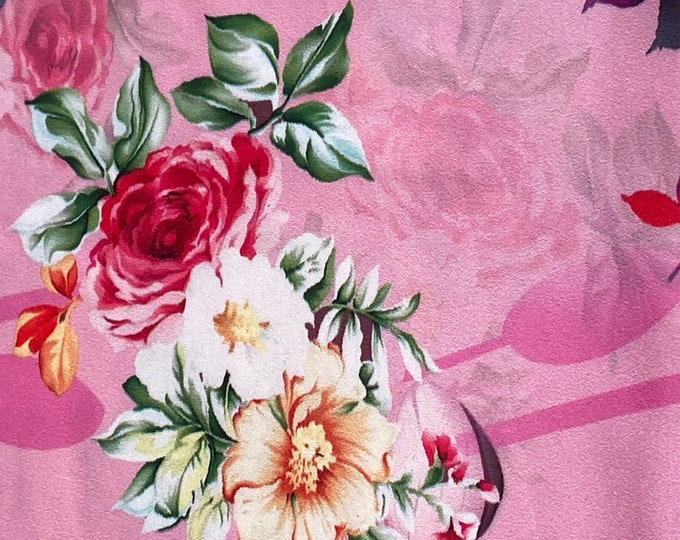 Multicoloured Floral Print Charmeuse Satin Fabric/Satin Dress Fabric/Dress Top Material Fashion Fabric/Bridal Satin Fabric For Wedding 405