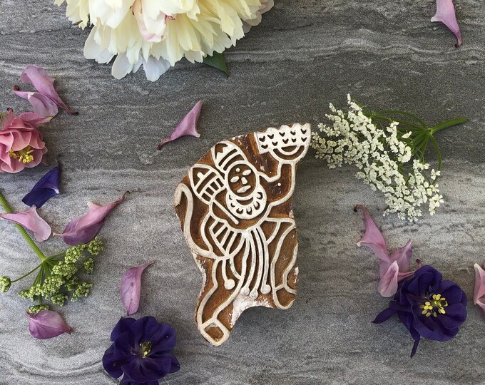 Hanumaan ji Pattern Old Vintage Wooden Block printing block stamp for printing, Hand Carved wood Ethically Sourced 3.5 x5.5 cm Fabricwala