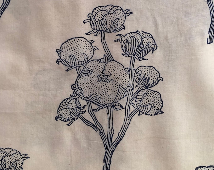 Cotton Flower Buds on cotton Naturally Hand Dyed Block print FabricS Indian Print 100% Cotton Fabric Vegetable Dye Fabric FAB149