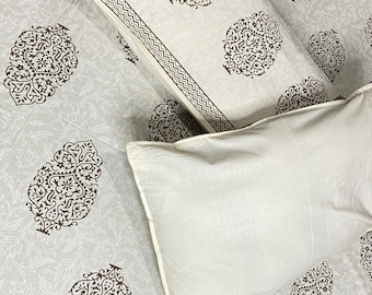 Cotton Handmade botanical Block Print Bed Sheet Set/Floral Bed Spread/Country Cottage/Luxury bedding/Rajasthani/Jaipuri (90*108) B38