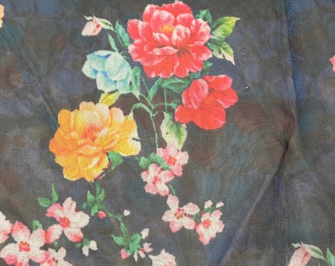 Gorgeous Printed Floral Sheer Organza Fabric Voile Drape Curtain, Wedding Fabric  Fashion Design Prom Gown Very light Premium Quality 404