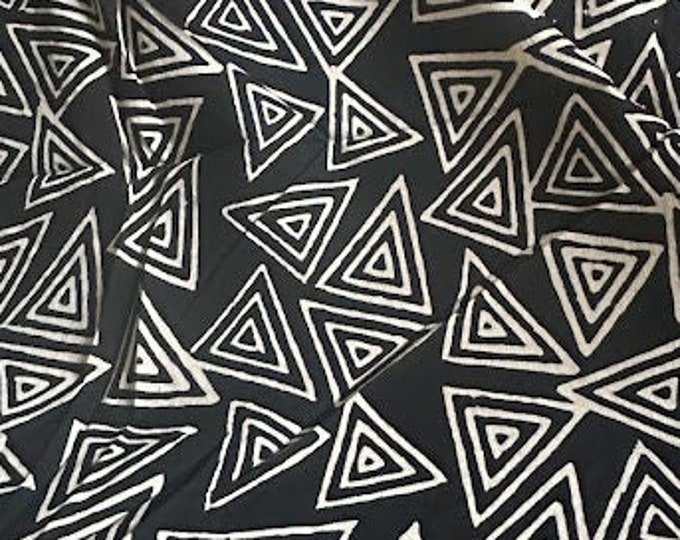 Jet black Triangle shape Hand Block Printed 100% cotton Fabric Geometric  fabric summer dress fabric Pyramid/Triangular/Delta  fabric FAB276