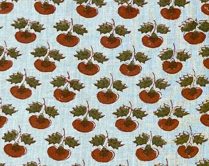 Red Cherry print hand made Block Print 100% cotton Fabric FAB332