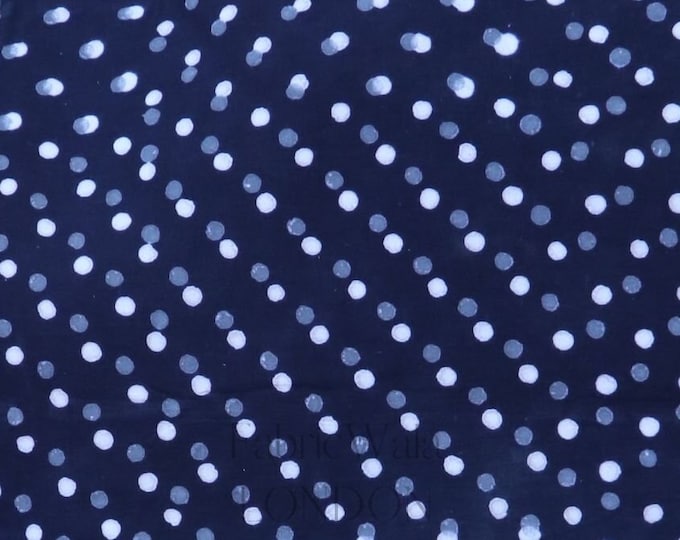 Polka Dots Dabu Indigo Fabric Indian Block Print 100% Mud Resist Fabric Spots Spotty Circles Dot Spot Perfect for Gift Wrapping FAB277