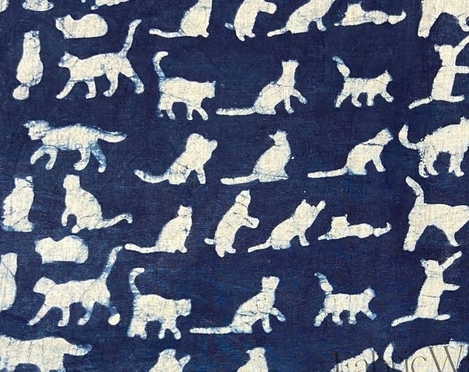 Cat lovers gift Bagru Dabu Hand block Print Crowded Cats Quirky Cats 100% Cotton Fabric Cats Material Kitten Animal Print FAB299