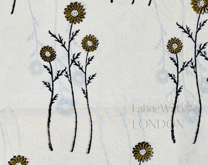 Floral Block Print 100% cotton hand block Fabric sold by yard FAB153