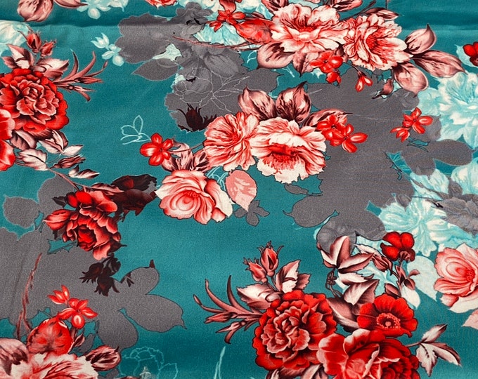 Japanese classic pattern/Kimono Robe Fabric/Floral Silk Satin Printed Dress Drape Fabric Material/Satin Fabric/ Bohemian Kimono Fabric  406