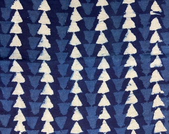 Indigo/Dabu/Blue block printS fabric Hand Printed Indian Fabric Natural Vegetable Dye Tablecloth Sewing Fabric, fab-349