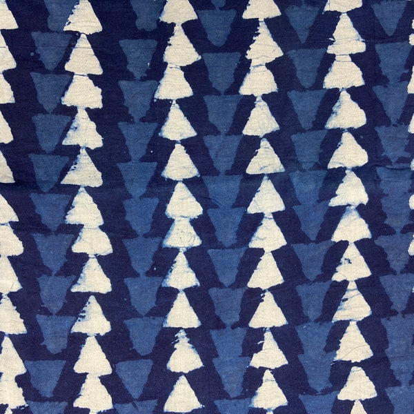 Indigo/Dabu/Blue block printS fabric Hand Printed Indian Fabric Natural Vegetable Dye Tablecloth Sewing Fabric, fab-349