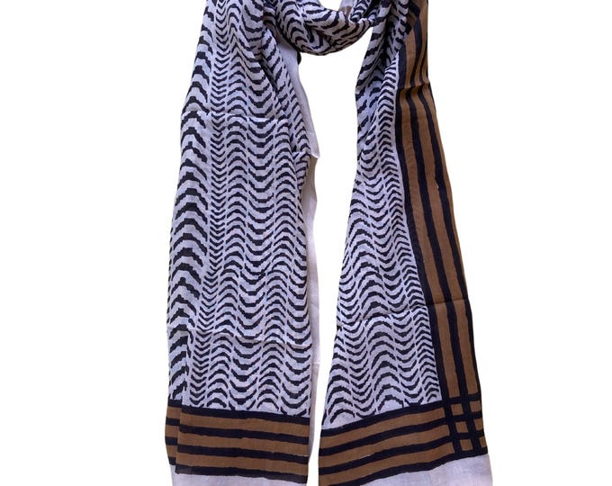 Beach Wrap Pareo | Hand Block Printed Cotton Sarong | Large Summer Scarf | Lightweight Cover-Up | Soft Cotton Shawl | Boho Beachwear