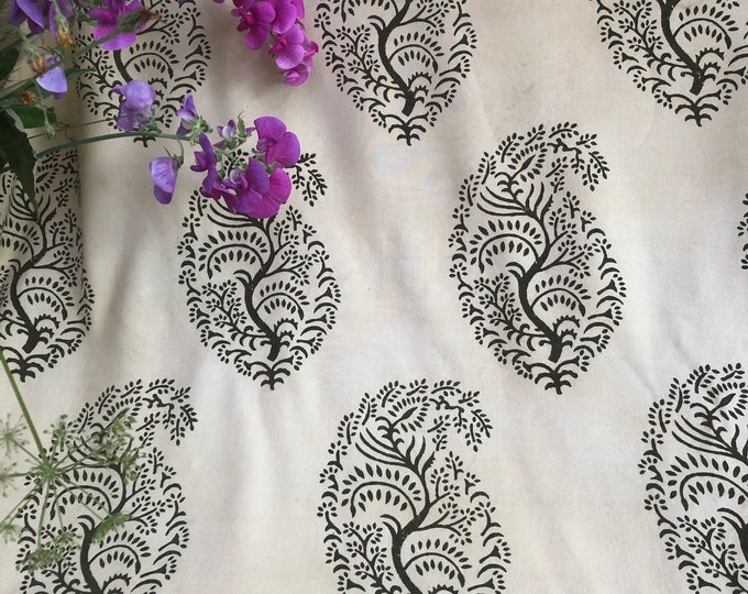 Indian Block PrintS Fabric/Tree Of Life/Jaipur Paisley Print/Rajasthan Print/100% cotton Fabric/Pillow CoverFAB255