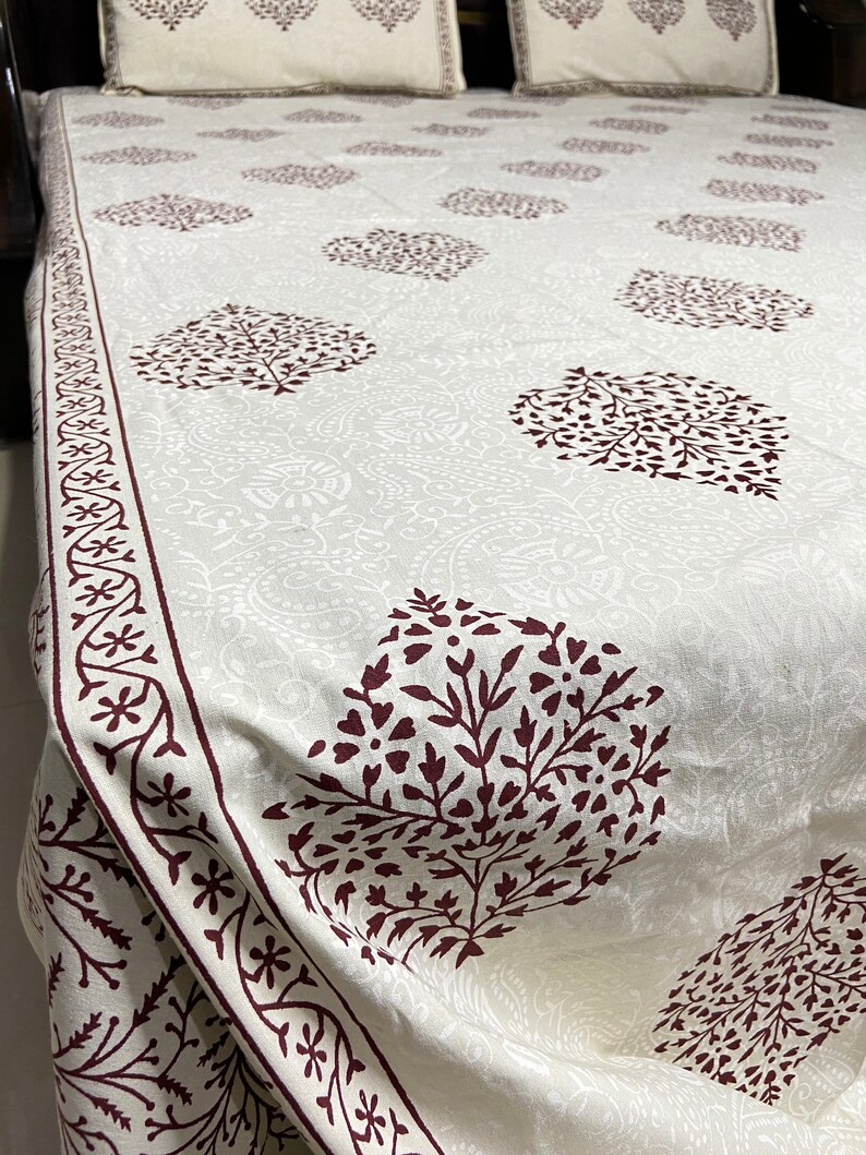Red - Kalamkari Block Print Patchwork Cotton Double Bedsheet Set (108 x 90 in) 25