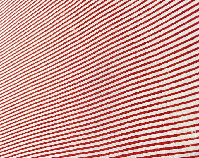 Indigo Red Lines Fabric By The Yard Floral Print Fabric , Indian Fabric, Cotton Fabric,  Print, Mud Block Print, Light Weight Soft Fab521