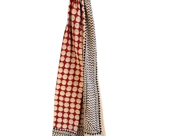 Strandomslagpareo | Met de hand bedrukte katoenen sarong | Grote zomersjaal | Lichtgewicht cover-up | Zachte katoenen sjaal | Boho-strandkleding