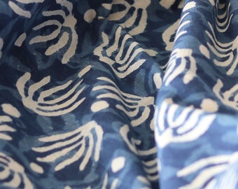 Tessuto Cotone Stampa Blocco A Mano Floreale Blu Indiano 5 Iarde - Foto 10