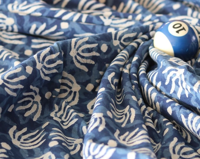 Hand Block indigo blue fabric Print 100% Cotton Fabric FAB263