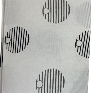 Beautiful Black and White Hand Block Printed Fabric, Cotton Fabric, Indian Fabric, fabric by the yard, Block Printed women&#39;s clothing Fab051