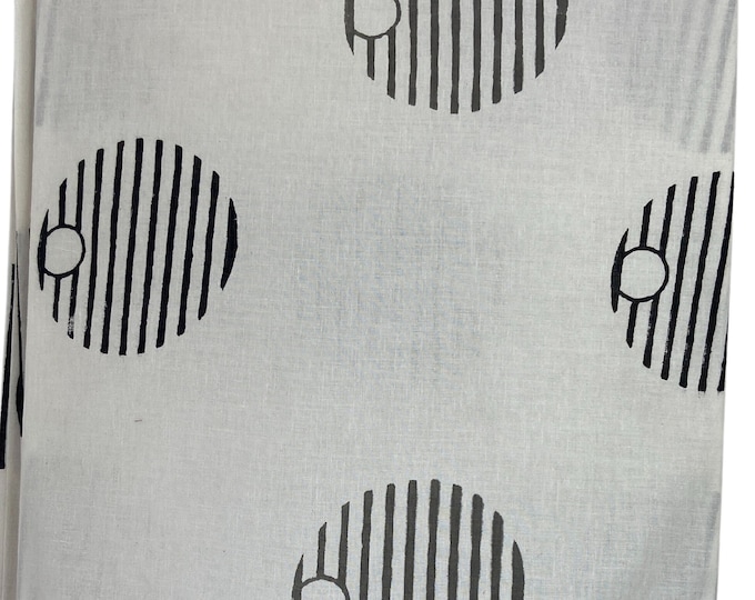 Beautiful Black and White Hand Block Printed Fabric, Cotton Fabric, Indian Fabric, fabric by the yard, Block Printed women's clothing Fab051