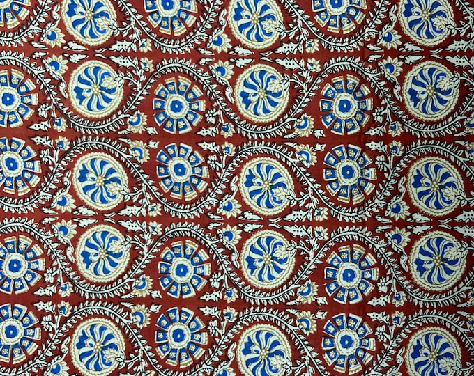 Beautiful Floral Print Red Fabric, Block Print India fabric, Fabric by the yard, Women sewing Dress fabric, Handmade Fab522