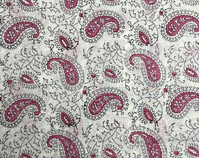 Floral printed cotton fabric, hand block print clothing fabric, kids dress making fabric, handmade fabric  fab533