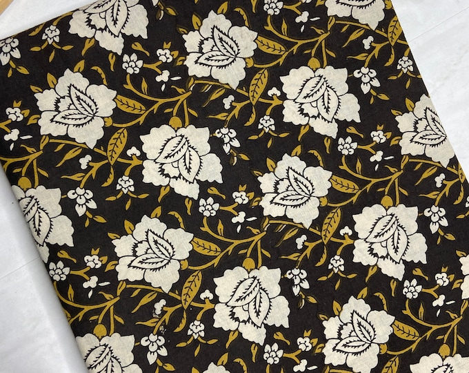Floral printed cotton fabric, hand block print clothing fabric, kids dress making fabric, handmade fabric Fab518