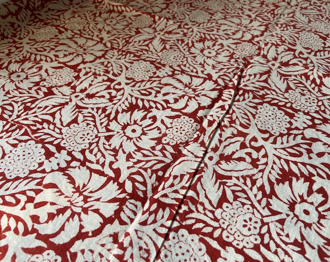 Beautiful Hand Block Red/White Printed Fabric, Cotton Fabric, Indian Fabric, fabric by the yard, Block Printed Cotton women clothing Fab020