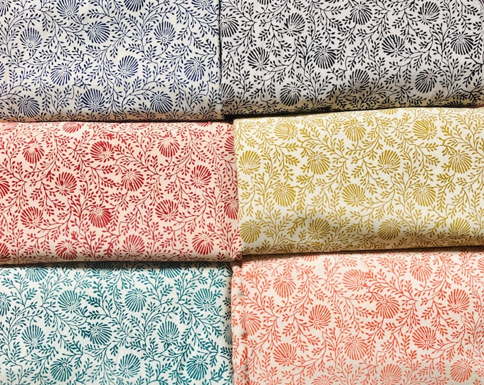 Block PrintS cotton Fabric William Morris in indigo/Blue/Mustard/Red/Black/Dark Grey/Olive/Orange/Green mural floral design fabric FAB247