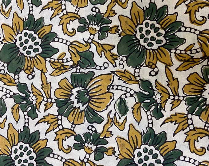 Flowers  print cotton block printed Natural Dye Block Print Cotton Indian Hand Block 100% Cotton  Women Dress Fabric Fab548
