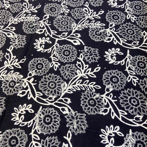 Tissu 100 % coton noir et blanc, belle fleur imprimée, tissu géométrique pour robe d&#39;été, tissu imprimé floral FAB492