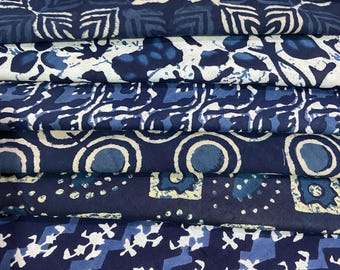 Tessuto Con Stampa Indiana A Blocchi 100% Cotone Su - Foto 3